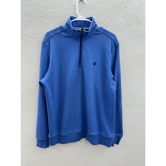 Izod Mens Sweatshirt Size Medium Blue Stretch 1/4 Zip Pullover Advantage Preform - Picture 1 of 10